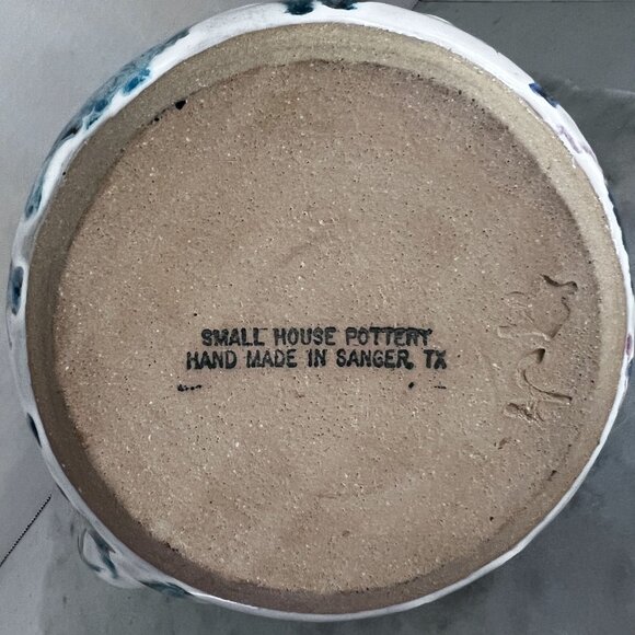 Artisan Made Small House Pottery Teapot With Lid Blue & Pink Ceramic Sanger TX - Picture 3 of 9